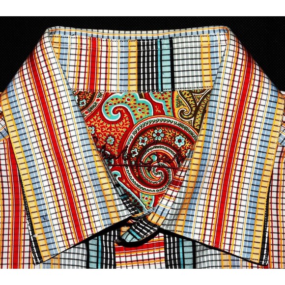 Robert Graham Men's Long Sleeve Button Front Paisley Flip Cuff Shirt Size Large - Picture 11 of 12